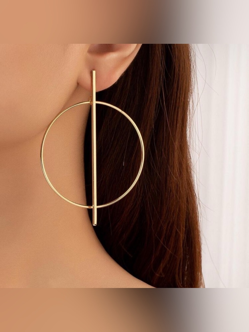 Gold Hoop Bar Earrings